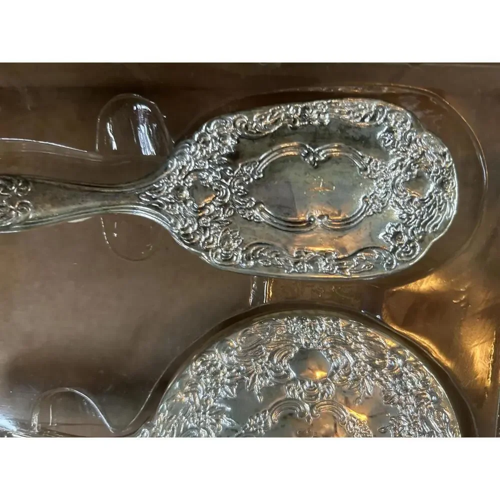Vintage Silver Plated Vanity Dresser Coquette Personalized “Amanda” Name 3 Piece